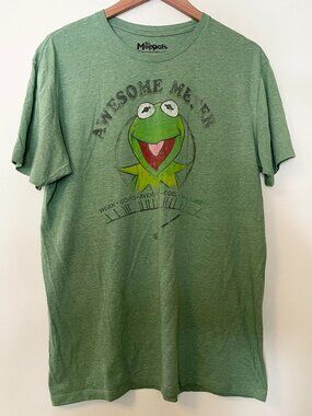 Disney Muppets Kermit the Frog Awesome Meter Green Graphic T Shirt Large